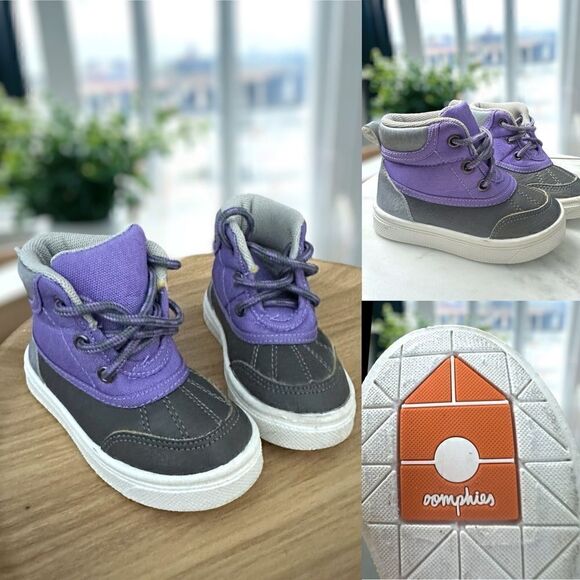 Oomphies Julian Toddler Baby Purple High-Top Shoes Boots Size 5 - Picture 1 of 12
